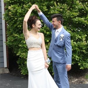 Blush Brand White 2 Piece Prom Dress Size 0